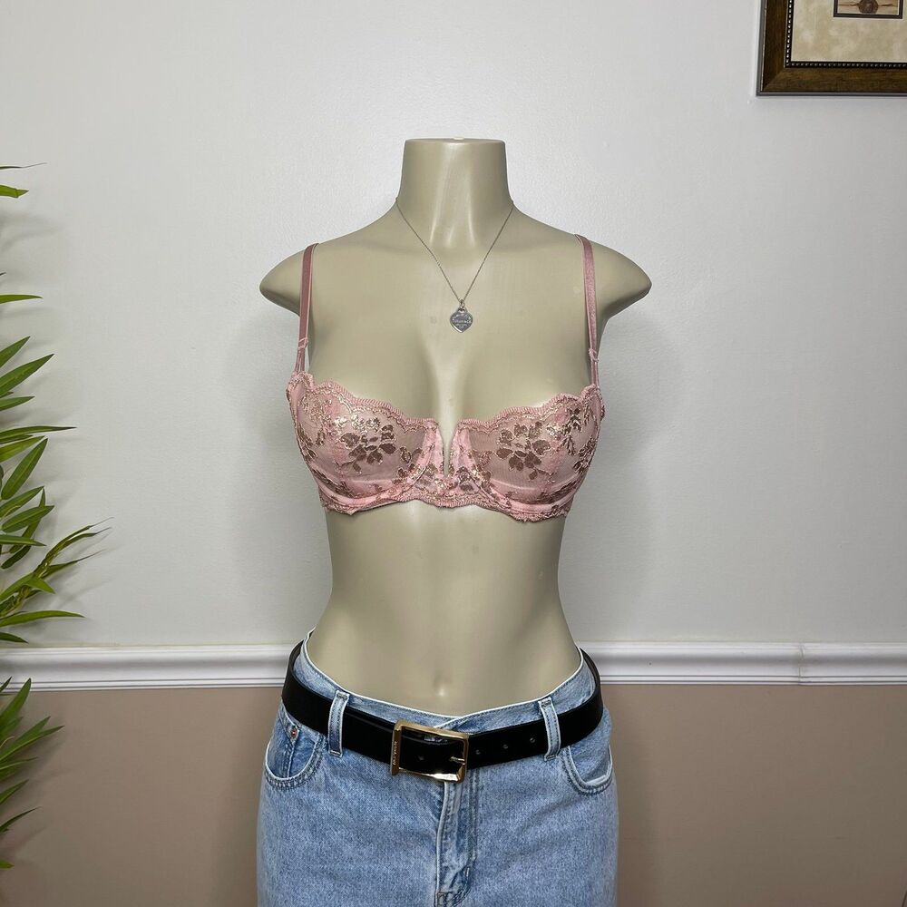 Victoria's Secret Dream Angels Gold Embroidered Push-Up Without Padding Bra